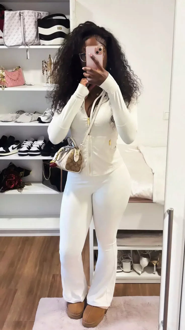 LULU DEFINED JACKET + FLARE PANTS